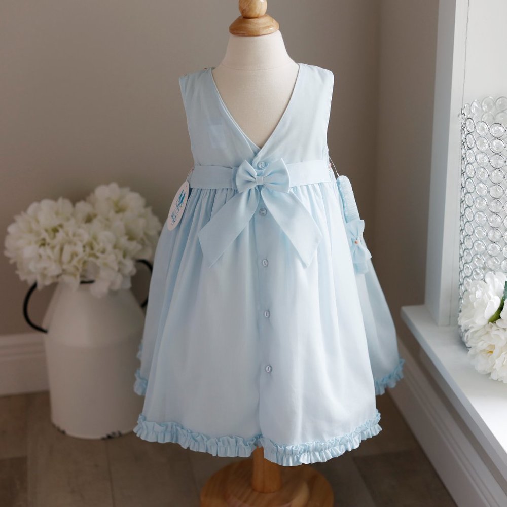 Girls Smocked Blue Dress Size 4T Sleeveless Embroidery Luli & Me Boutique NWT - Picture 7 of 8
